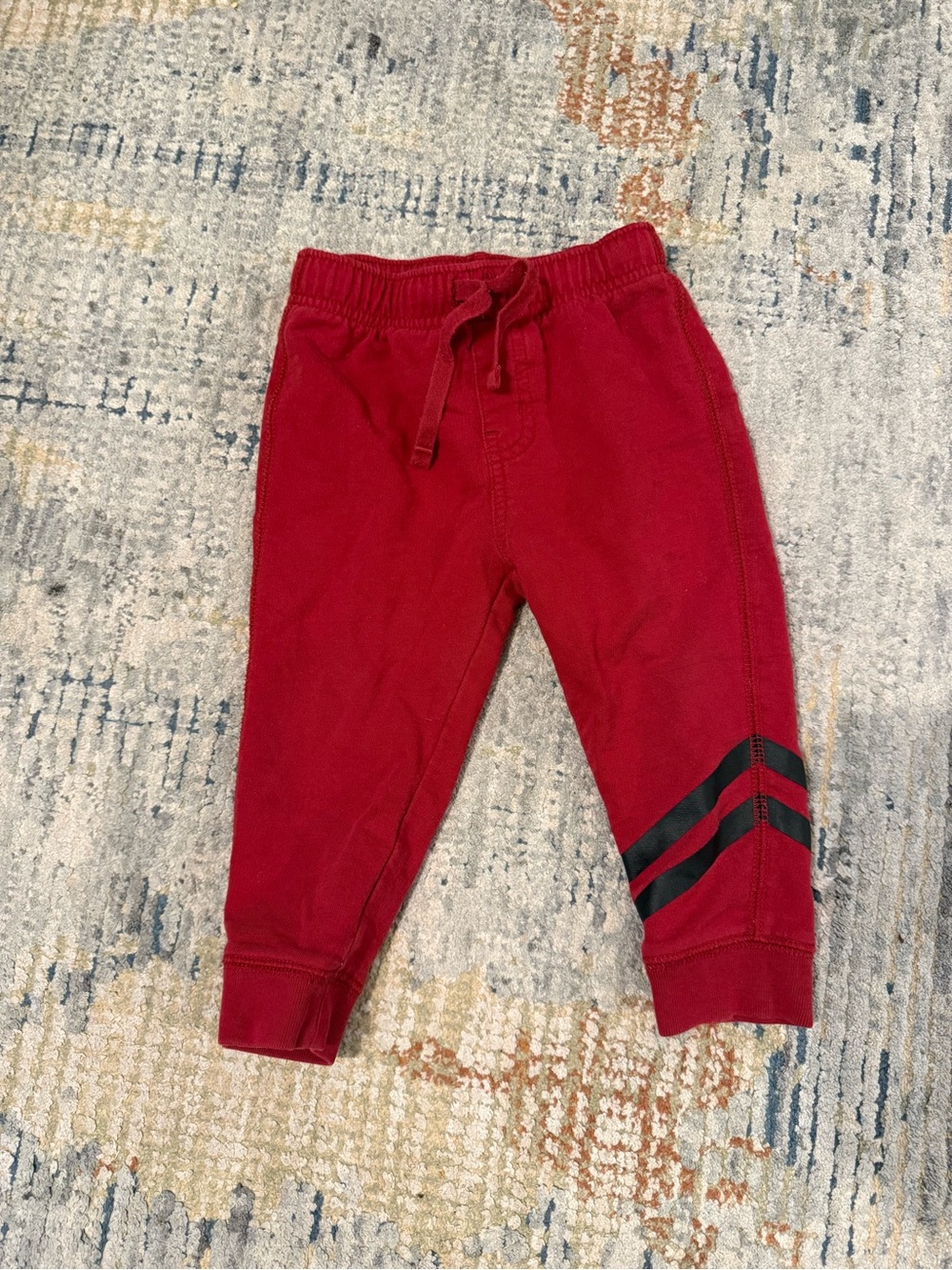 Tea Collection Red Jogger Pants with Black Stripe Detail